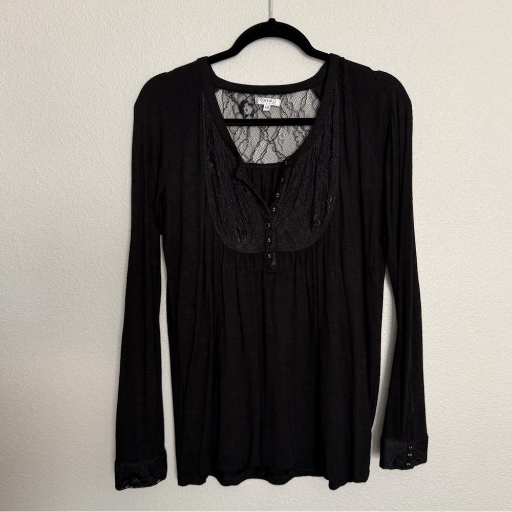 Buffalo David Bitton Women's Size Large Long Sleeve Lace Details